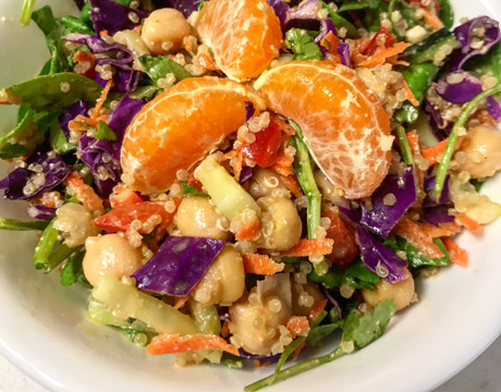 Vegan Quinoa Salad with Creamy Ginger Lime Chili Dressing